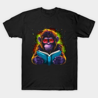 Monkey Reads Book T-Shirt